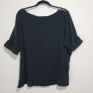 LAUREN RALPH LAUREN WOMEN'S SHORT SLEEVE BOAT NECK TOP BLACK